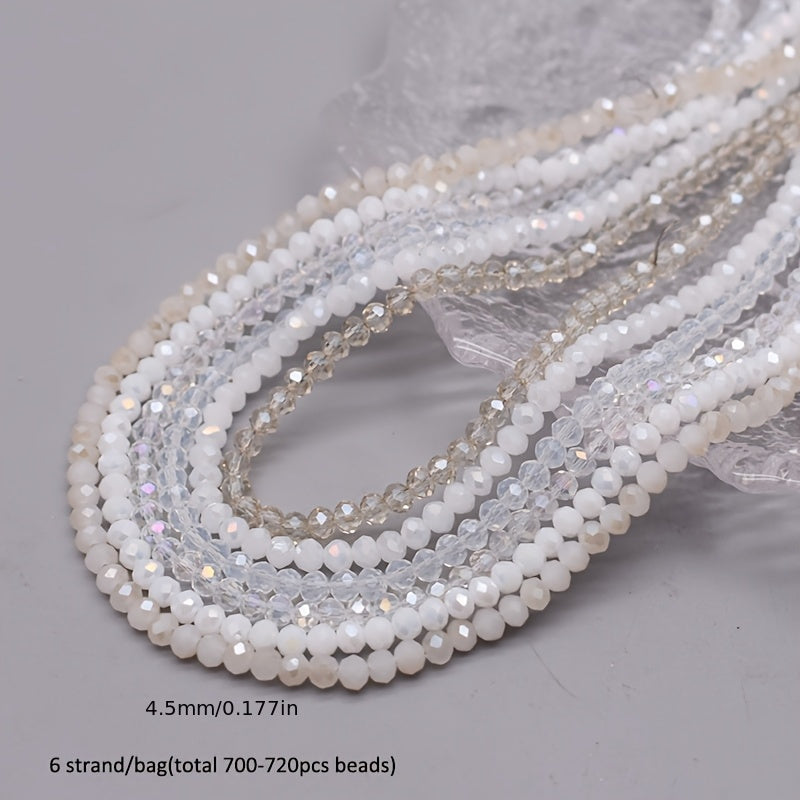 720 Pieces Faceted Glass Rondelle Beads 4mm for Jewelry Making and Crafts