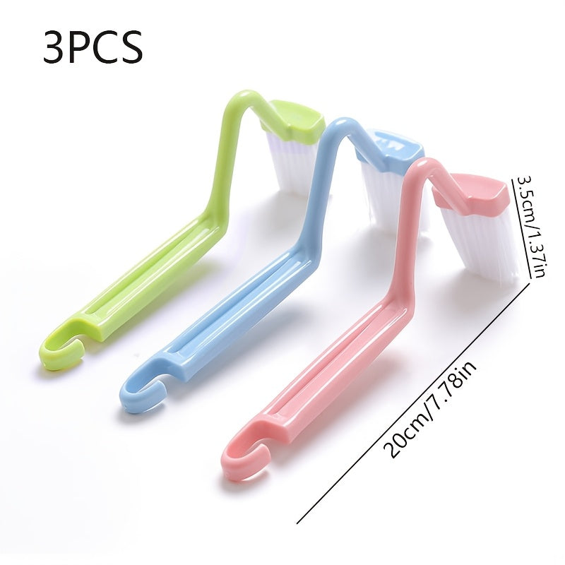 3 шт. набор туалетных щеток для ванной, V-образная форма, пластиковая, синий, зеленый, розовый
