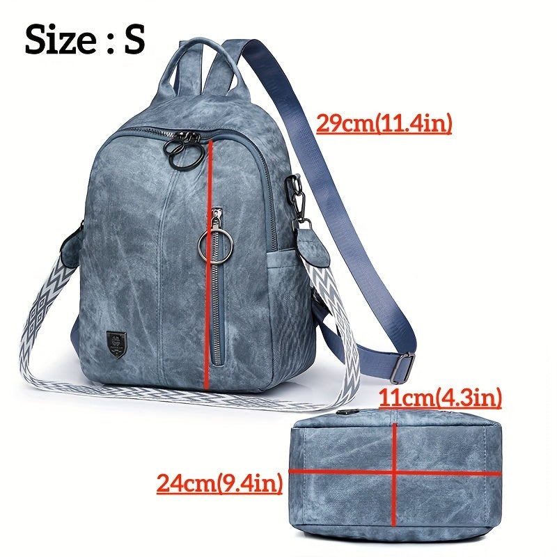 Ayollar uchun sun'iy charm ruksak, sozlanadigan kamarlar bilan, bir rangda, fermuar yopilishi, polyester astar, chetlari bo'yangan - tadbirga tayyor.