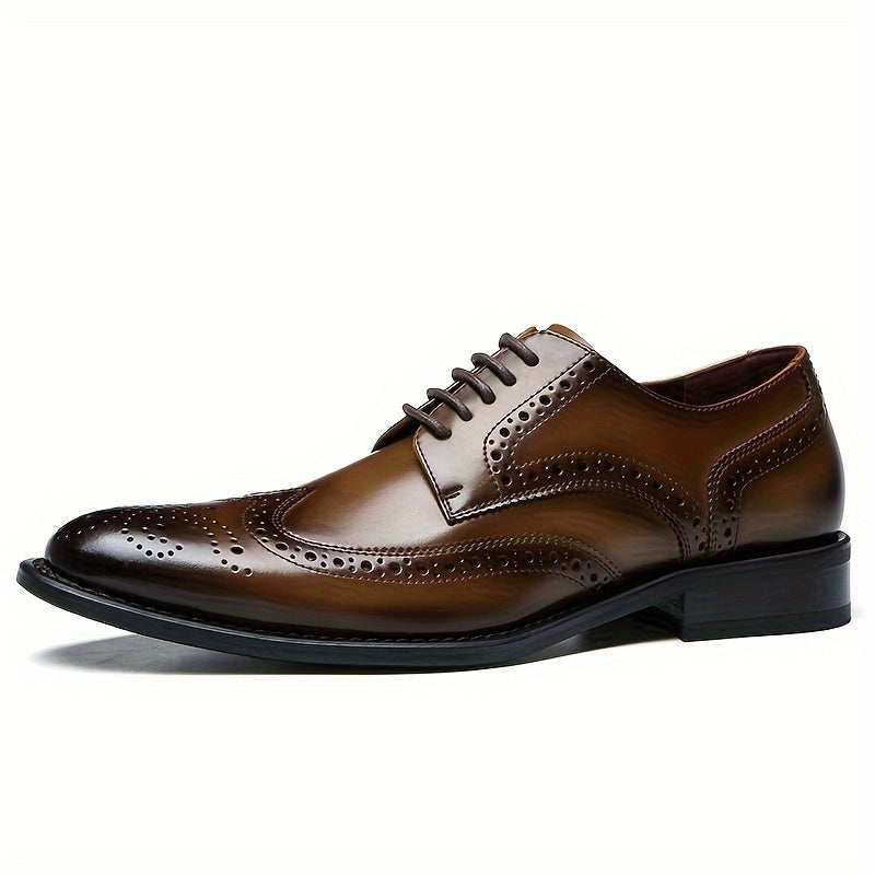 Zapatos oxford de cuero con ala de murciélago para hombre, suela antideslizante, casual y formal