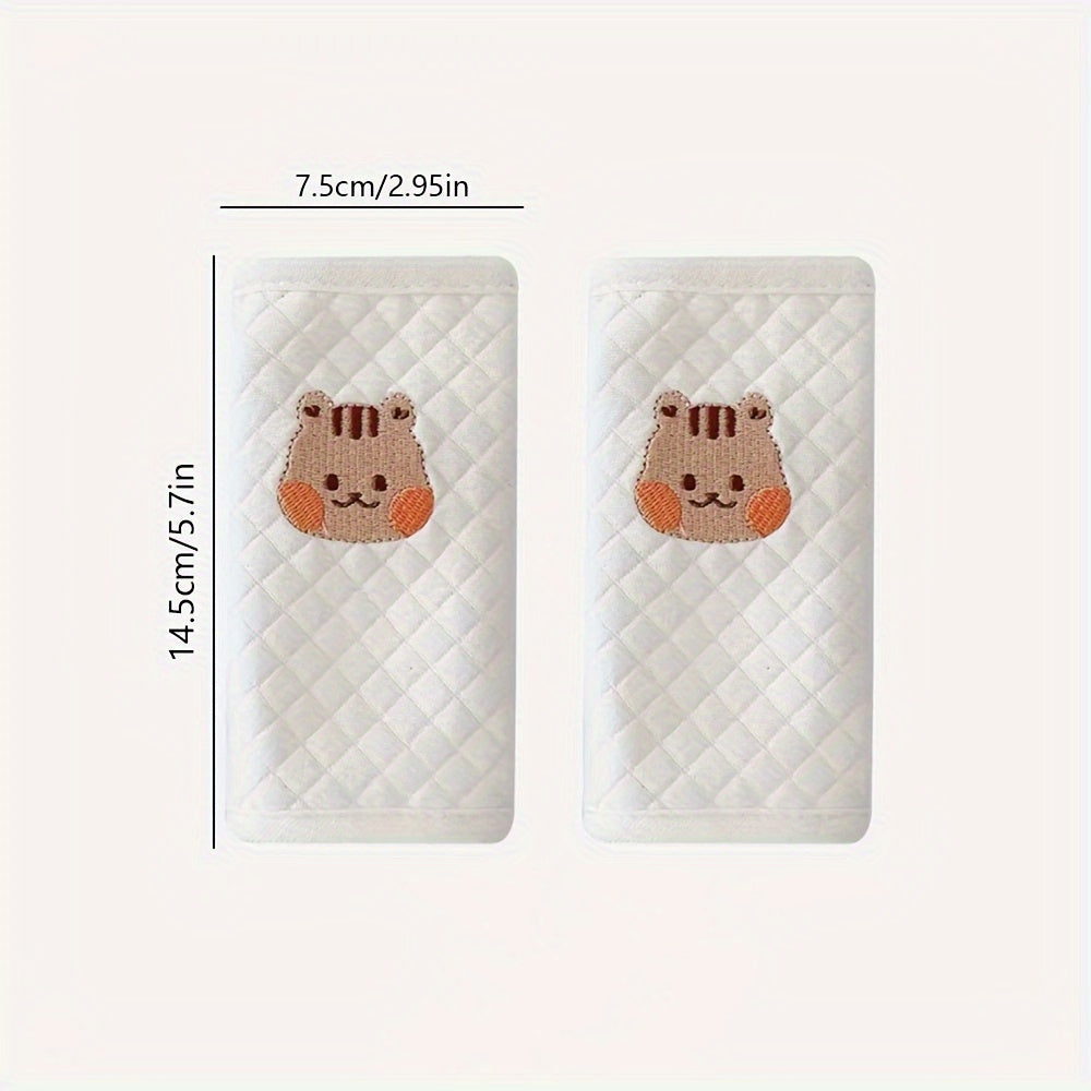 Baby Safety Seat Shoulder Strap Cover Cartoon Bear Soft Cushion for Strollers and Car Seats