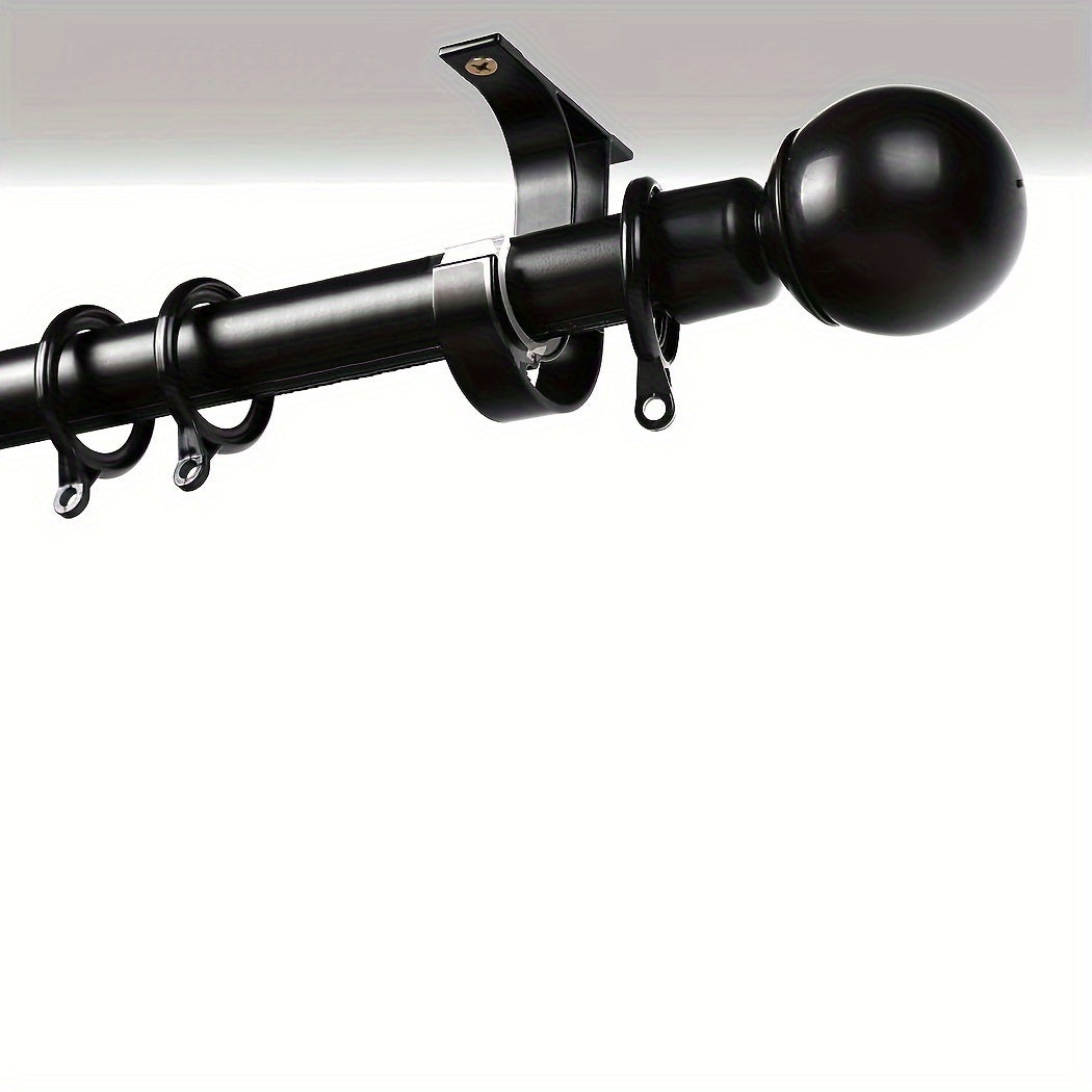 Set of 2 Black Aluminum Curtain Rod Holders with Screws and Expansion Pieces