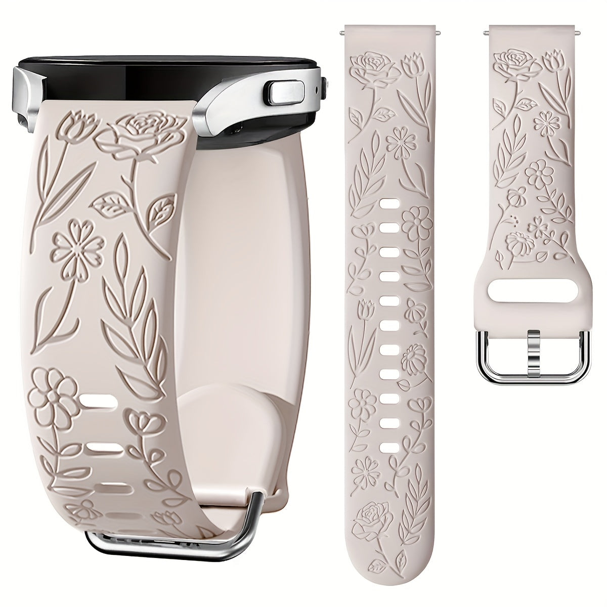 Rose Blossom Silicone Watch Strap for Samsung Galaxy Watch 7/FE 6 5 4 20mm Replacement