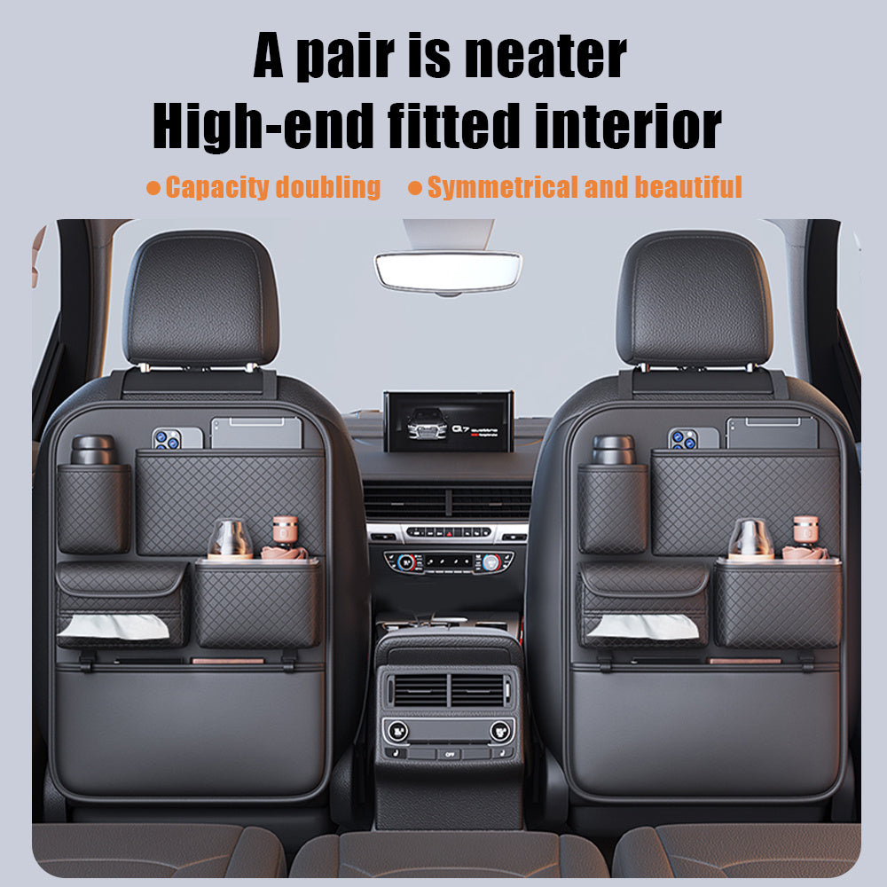 Multi-Functional Faux Leather Car Seat Organizer Hanging Storage Bag Large Capacity