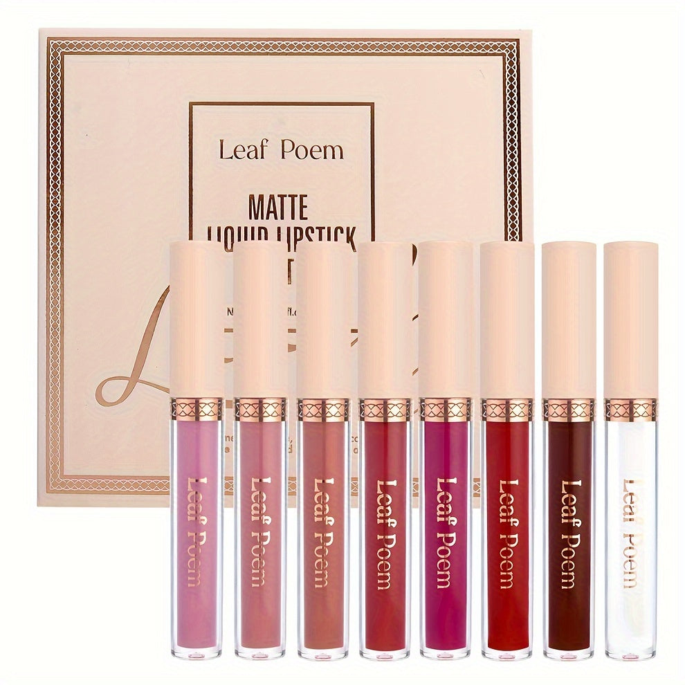 Set de labiales líquidos mate para mujer - a prueba de agua y de larga duración en marrón, rosa, púrpura y rojo