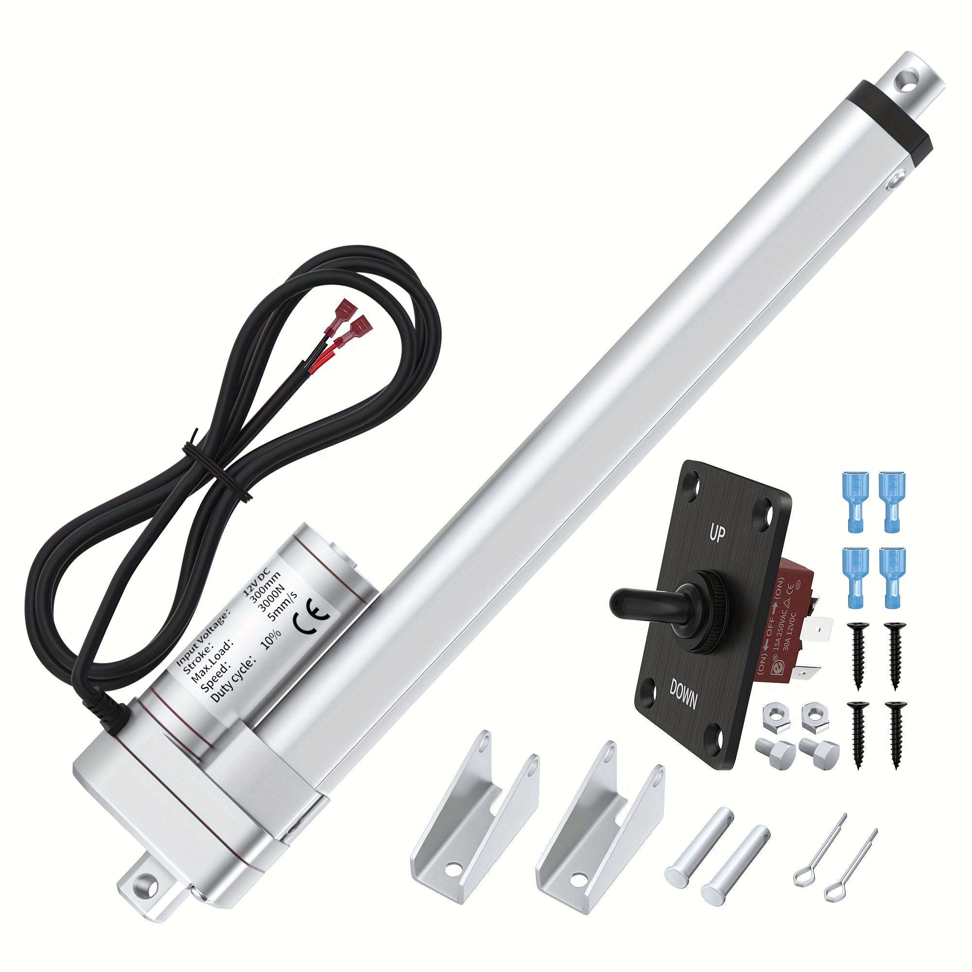 30.48cm Electric Linear Actuator 3000N Thrust Aluminum Alloy Quiet Durable