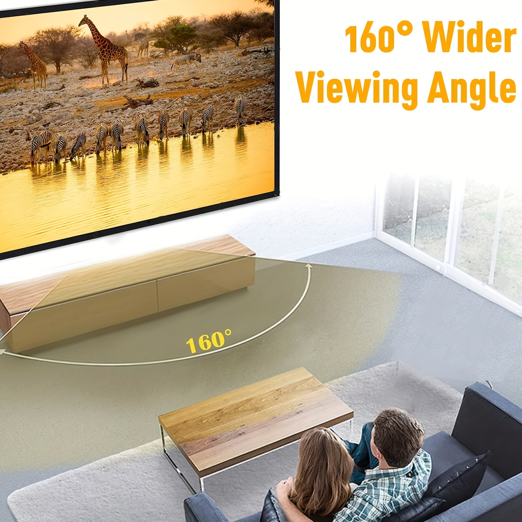 60-Inch Portable Anti-Wrinkle Projection Screen 16:9 4K Ultra HD Full 1080P for Home Theater Outdoor Parties