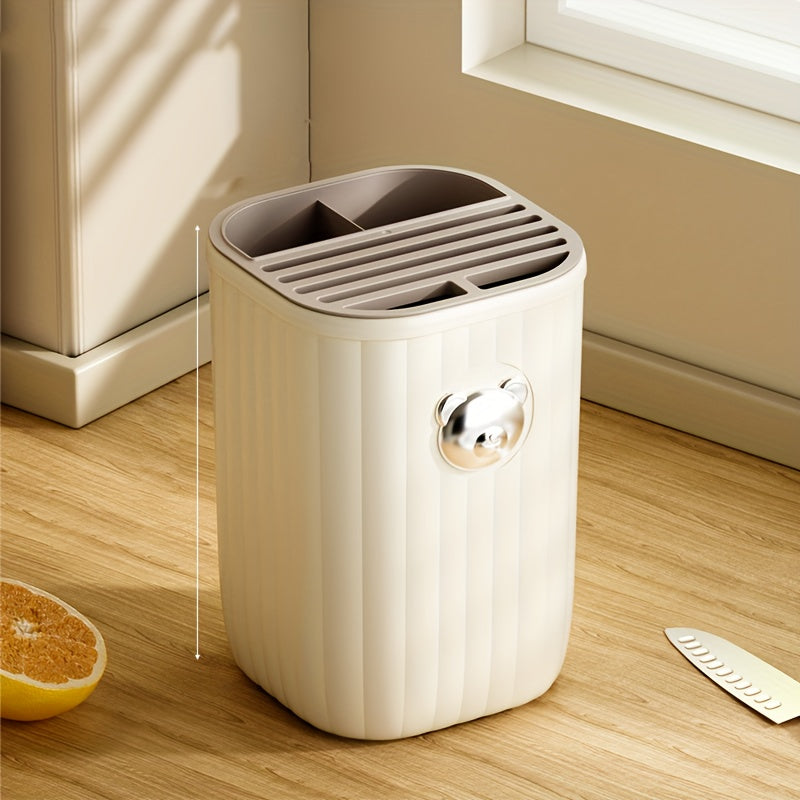 Kitchen Knife Holder and Storage Rack with Drainable Bottom and Chopstick Tube for Harvest Thanksgiving Christmas Decor