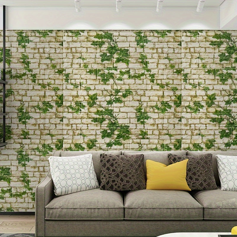 10pcs Self-Adhesive PVC 3D Brick Wall Stickers for Home Decor Bedroom Bathroom
