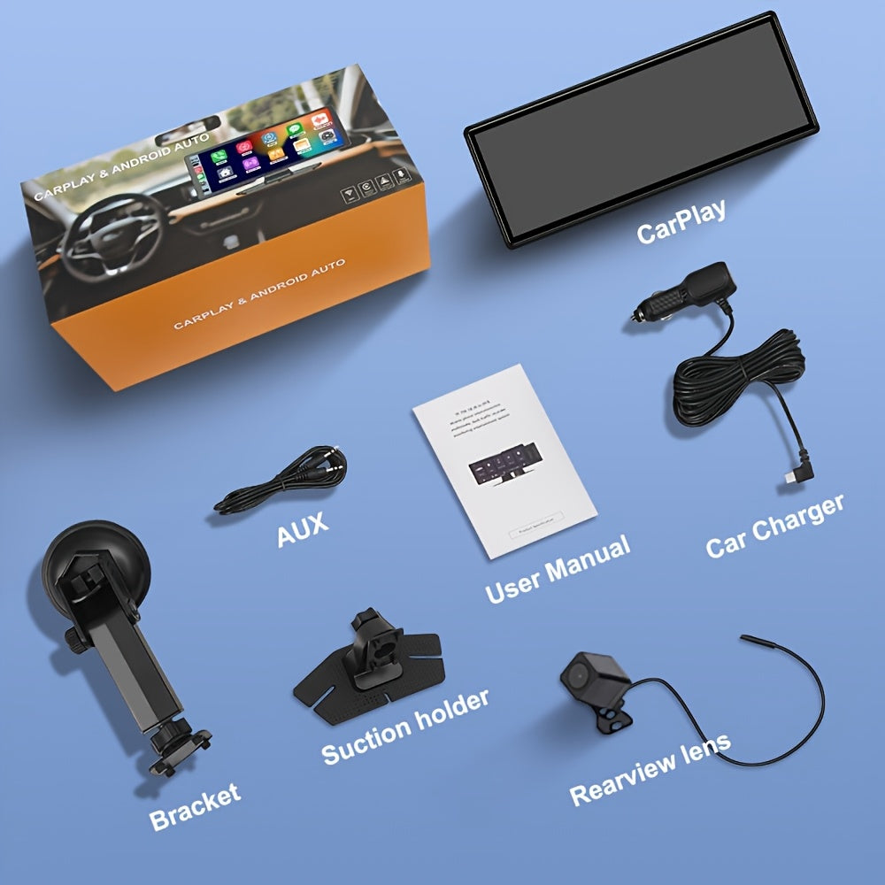 Cámara de tablero para coche con doble cámara 4K Ultra HD, control por voz, pantalla de 26cm, WiFi, grabación en bucle