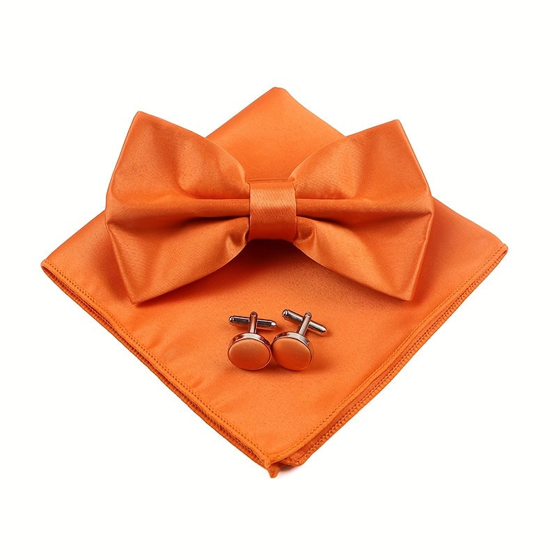 Мужской набор аксессуаров: квадратный шарф, бабочка, запонки, свадебный подарок