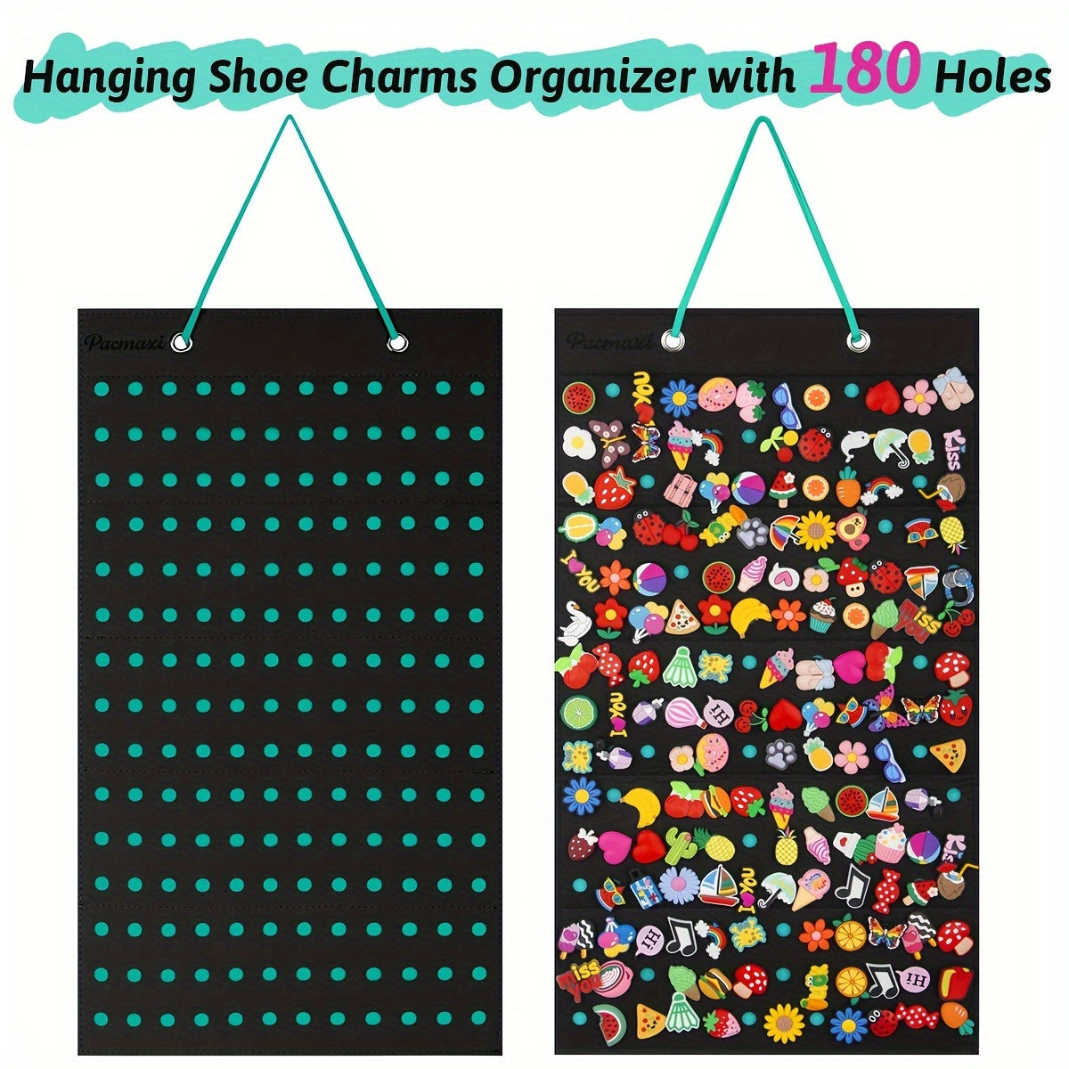 Hanging Shoe Charms Organizer Wall Mount with 180 Holes for Shoe Decorations