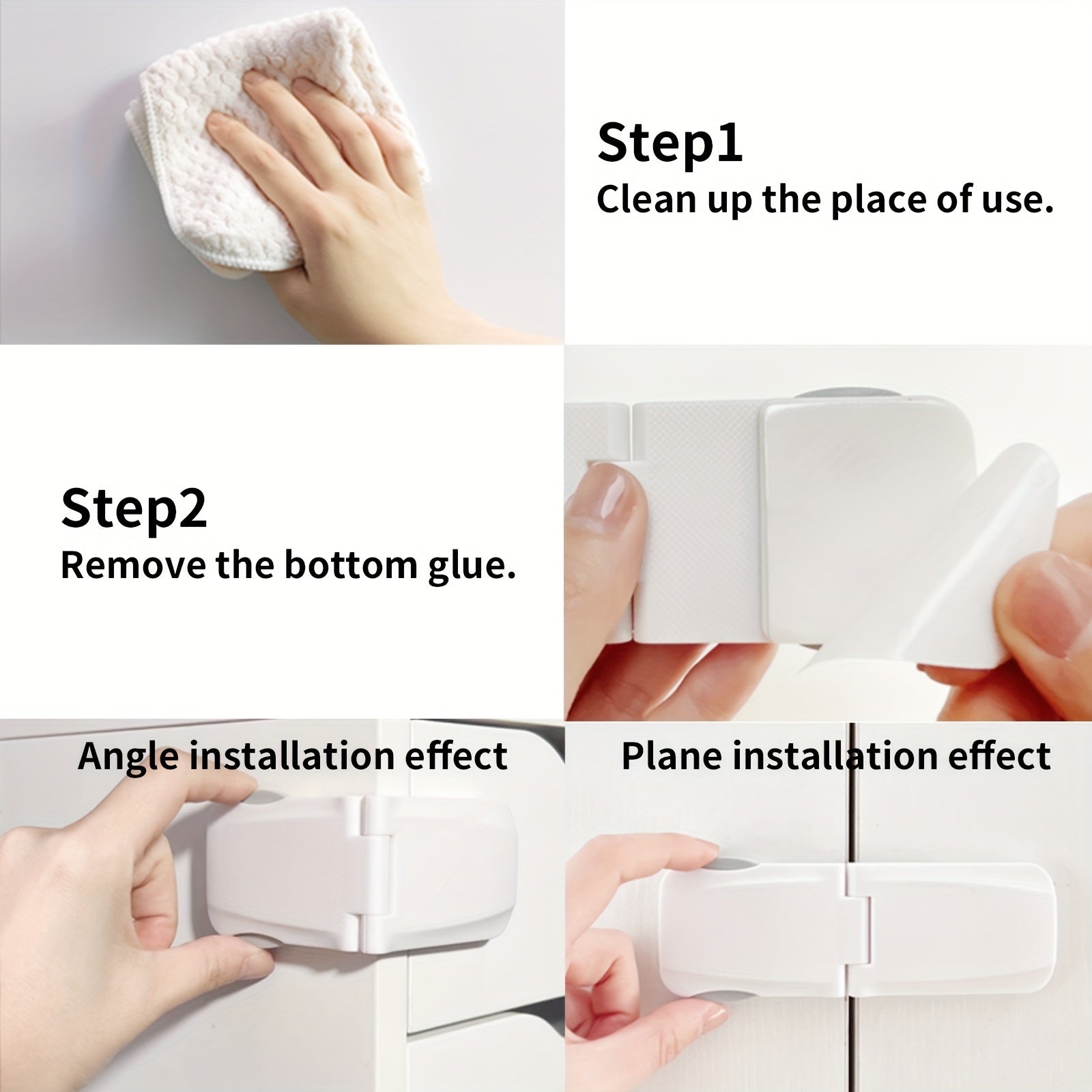 Child Safety Locks for Cabinets Drawers Toilet Fridge No Drilling Adhesive Pack