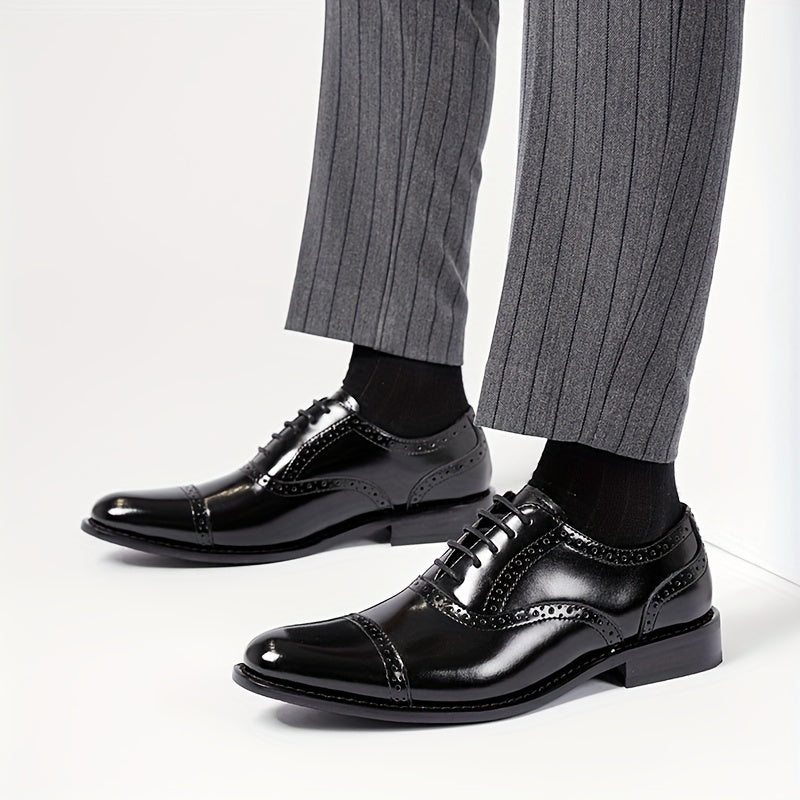 Мужские классические оксфорды из кожи с каплевидным носком, противоскользящая резиновая подошва, деловая обувь