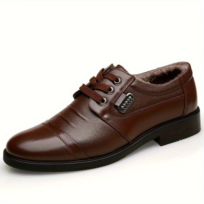 Zapatos Derby de cuero para hombre con forro de felpa y suela de goma para uso casual y de negocios