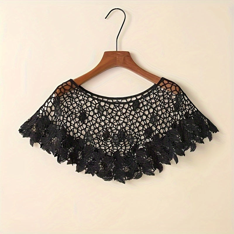 Hollow Lace Shawl Pullover Cape and Monochrome Skirt Set for Summer Women