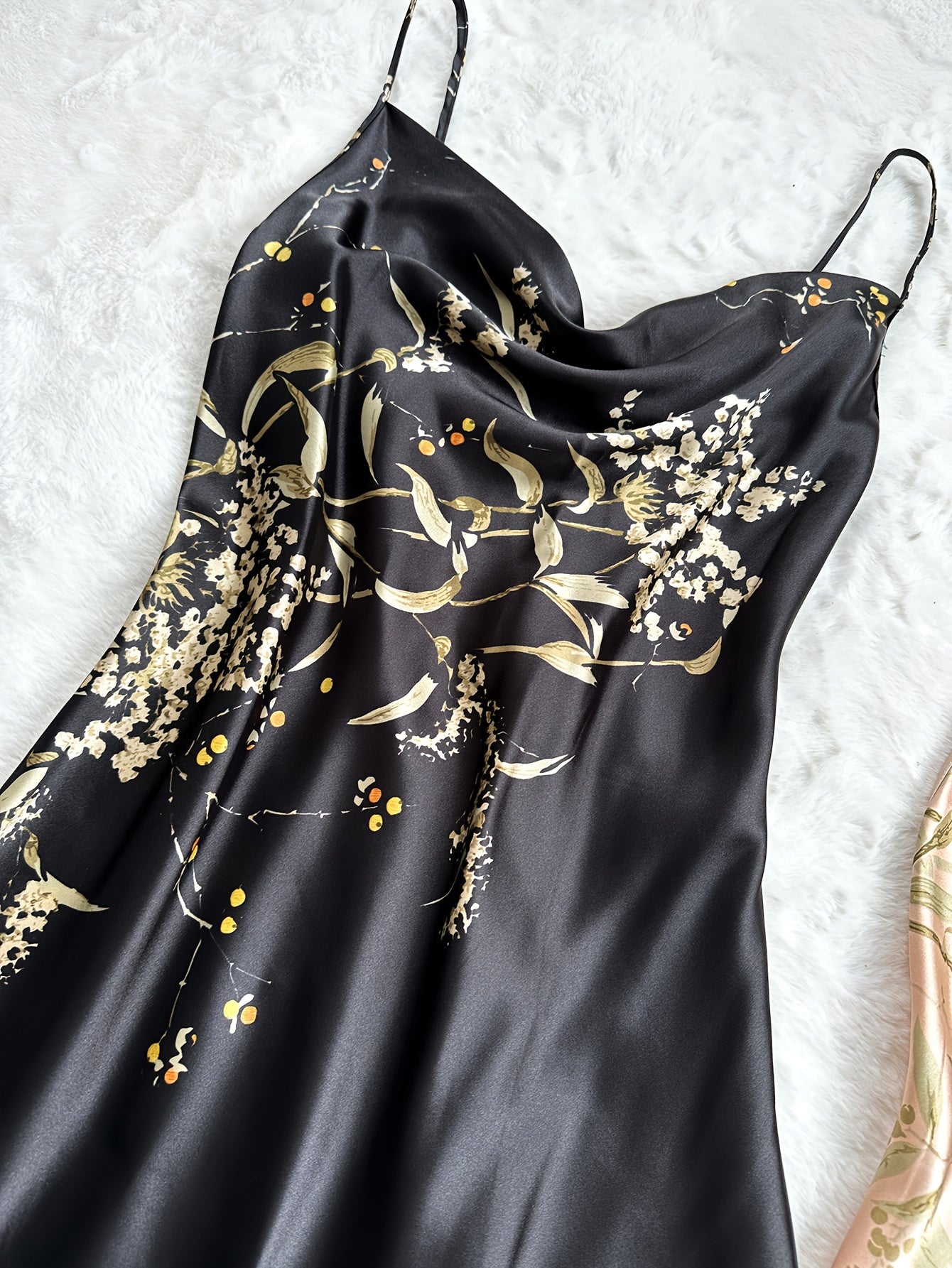 2 Ta'ffusli Printli Saten Uxlash Liboslari Ayollar Uchun, Orqa Qismida Turtlenek Slip, Qulay Tunika