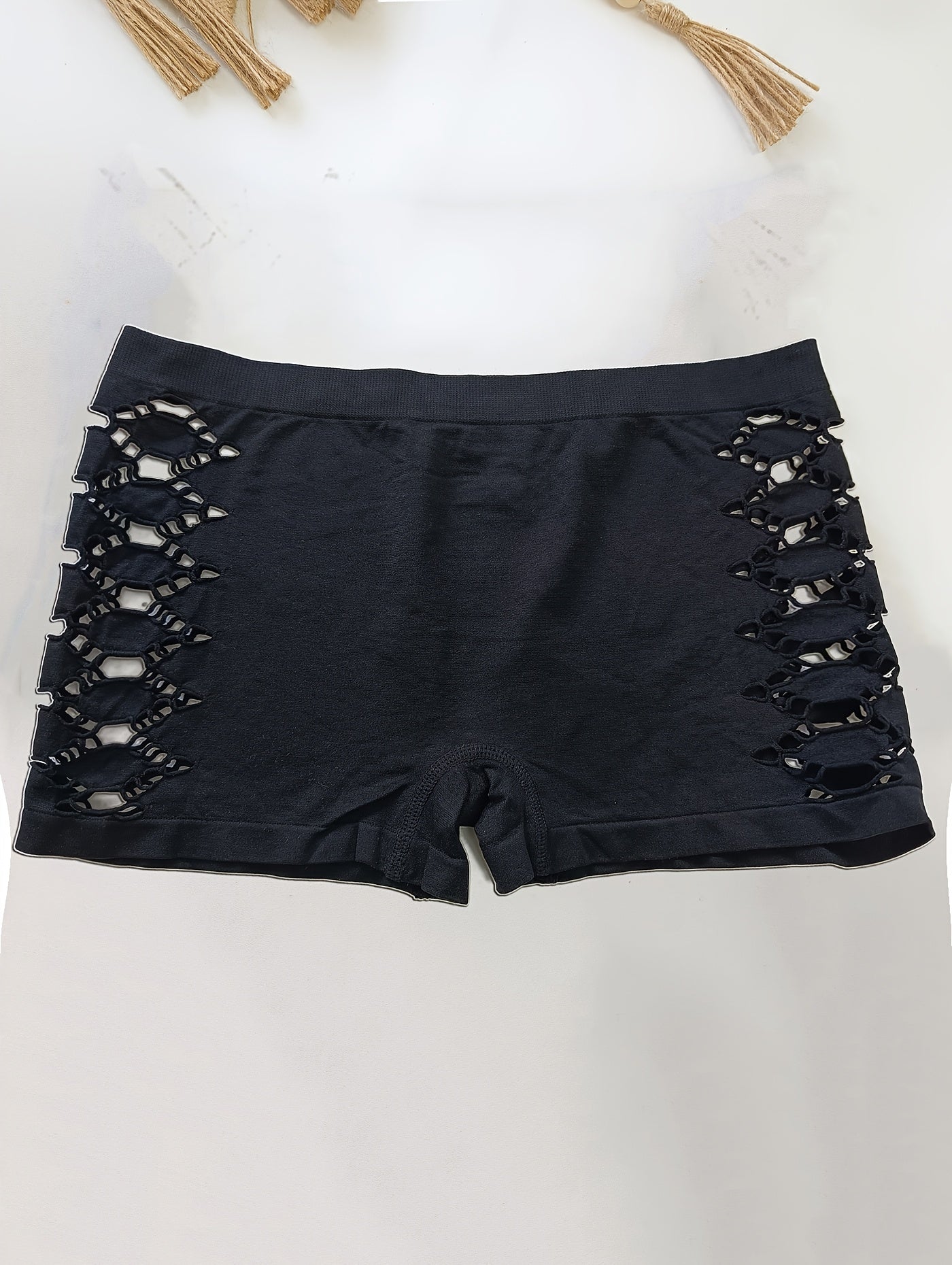 Plus Size Women's Sports Boyshorts Breathable Mesh Semi-Sheer Panties 3-Pack