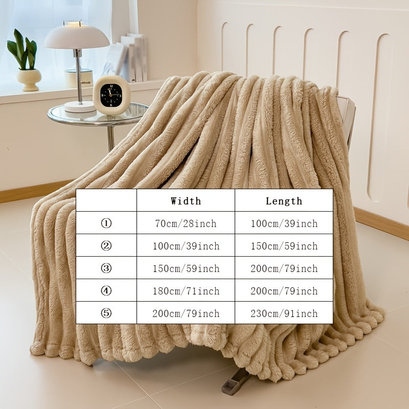 Vintage Style Velvet Throw Blanket with Striped Texture for Bed Sofa Camping