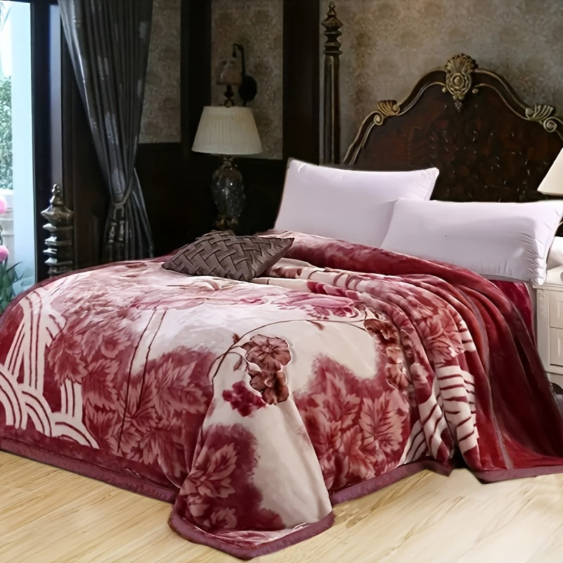 Red Floral Throw Blanket Ultra-Soft Warm Couch Bed Decor Machine Washable