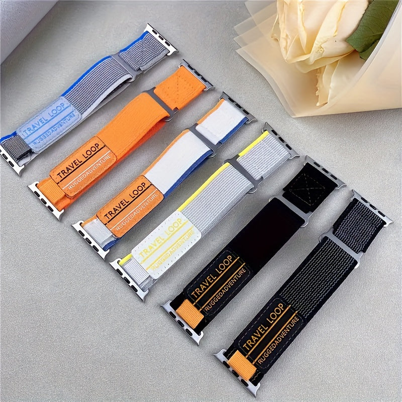 Double Joint Nylon Watch Strap for Apple Watch Series 1-9 Sports Nylon Band with Metal Buckle