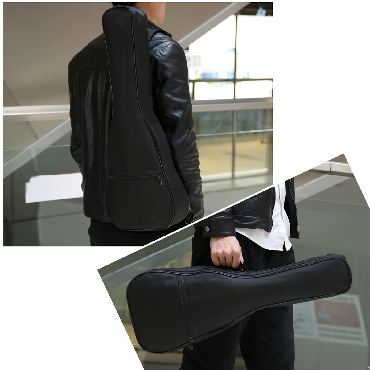 Funda acolchada negra para ukelele soprano y tenor con correas ajustables para conciertos