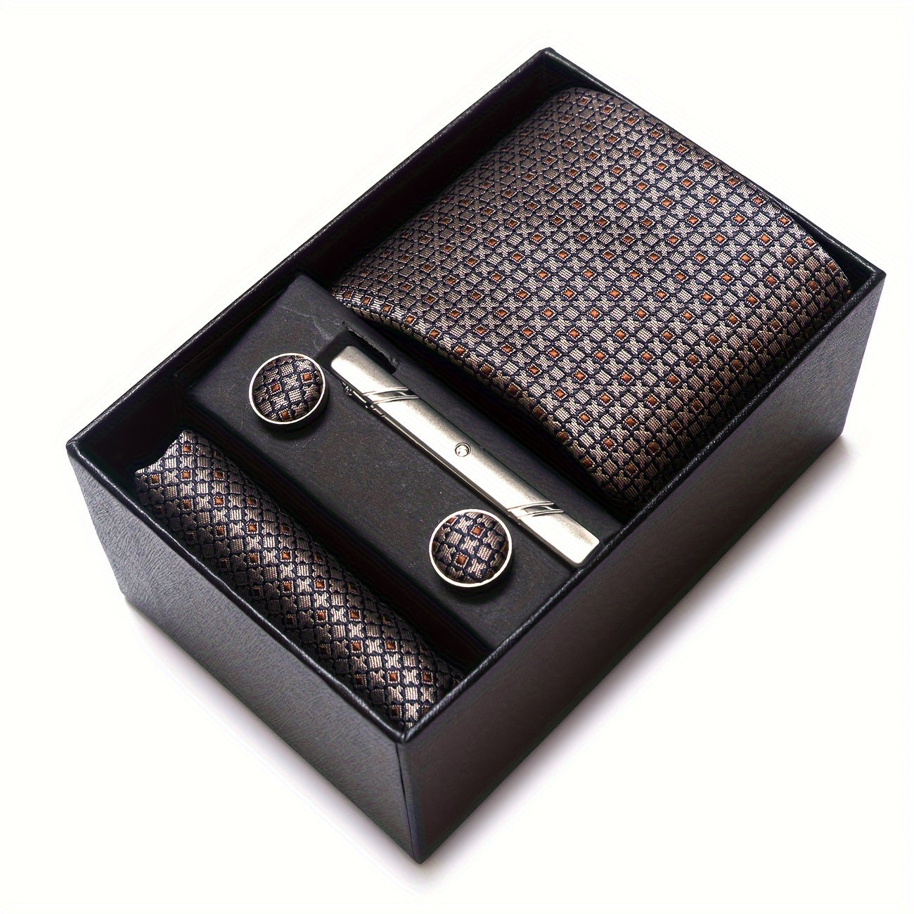 Men's Gift Set Tie Pocket Square Cufflinks Tie Clip Holiday Wedding