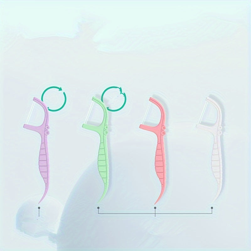 Dental Floss Sticks Disposable Double Layer Storage Box For Adults 52 Pieces Mint