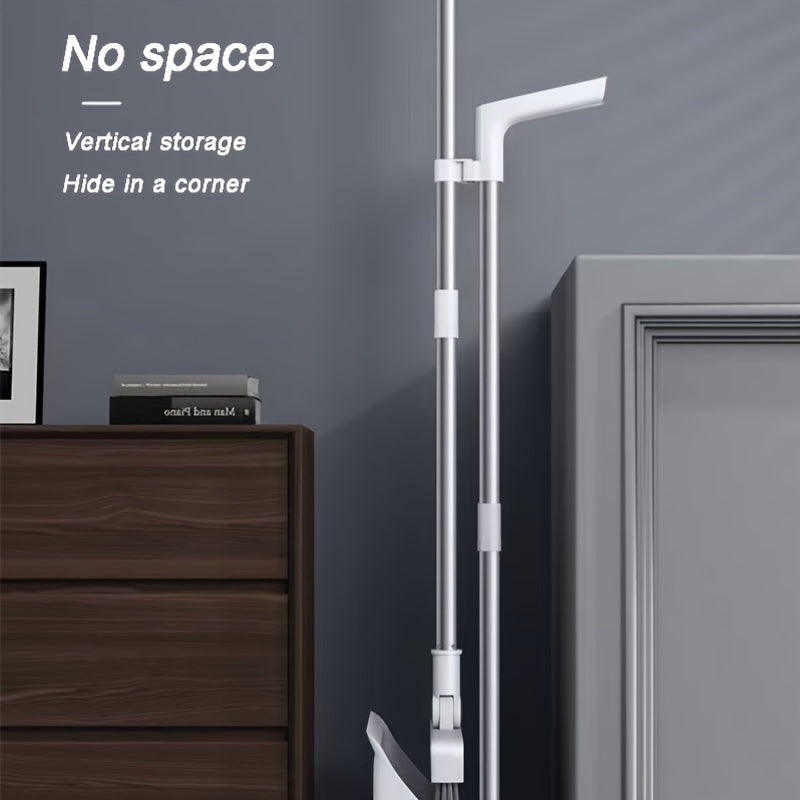 Conjunto de escoba y recogedor con cepillo para suelo, mango largo, limpiador de pelusas antiadherente