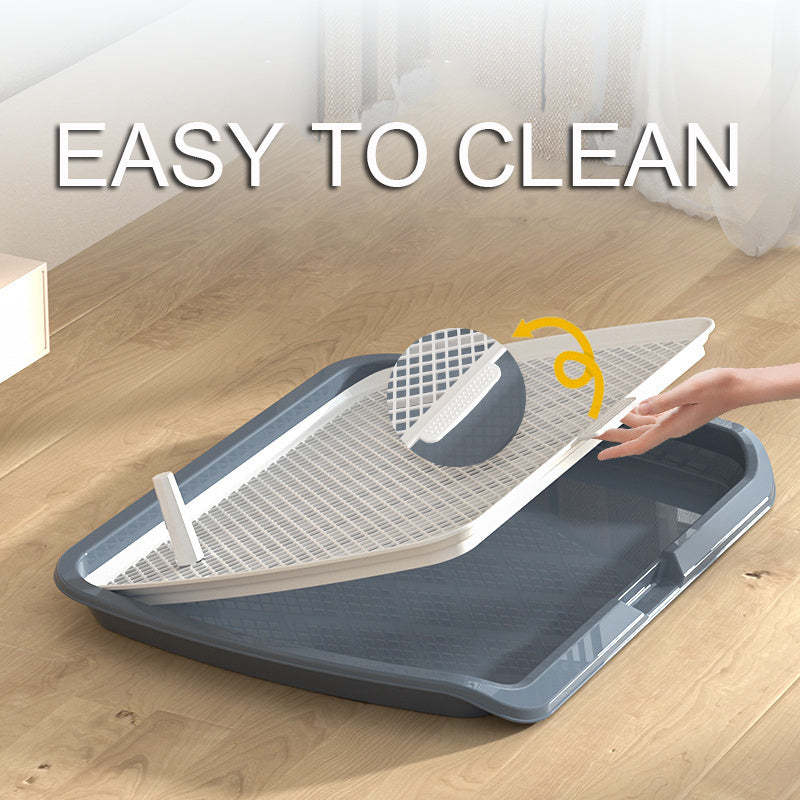 Large PVC Dog Litter Box with Fence Indoor Puppy Potty Tray for Small and Medium Dogs