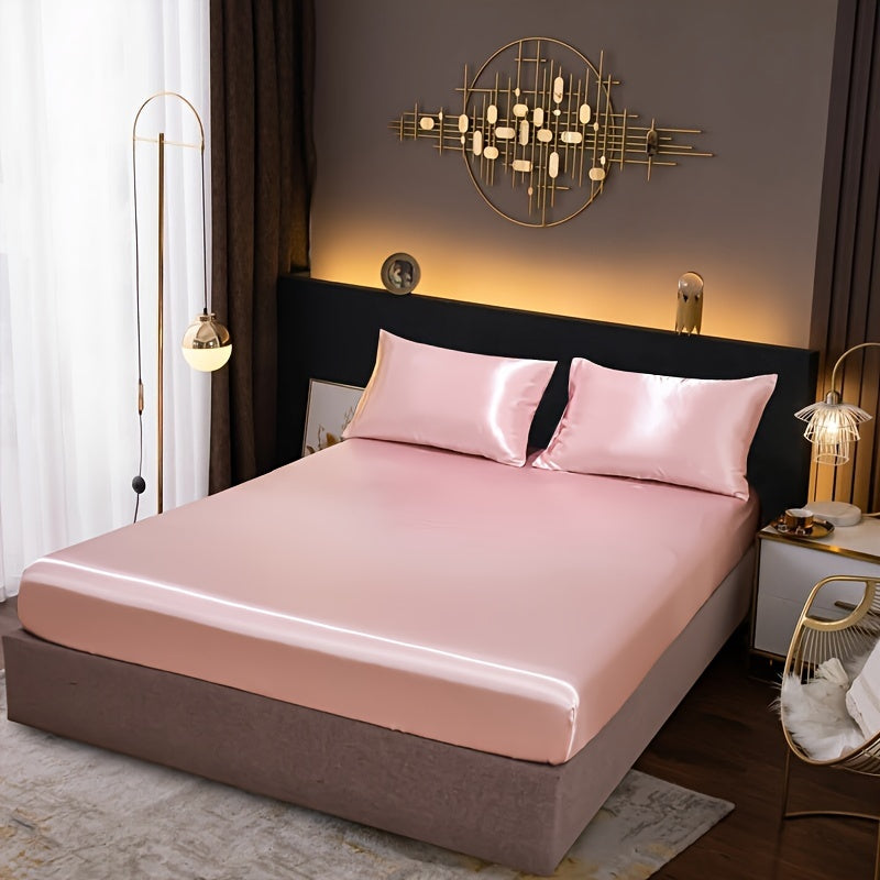 3-Piece Fitted Sheet Set with Pillowcases Polyester Bedding Soft Skin-Friendly