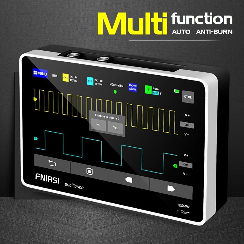 Dual Channel Digital Oscilloscope 7-Inch Touch Screen 100MHz 1GSa/s Battery USB