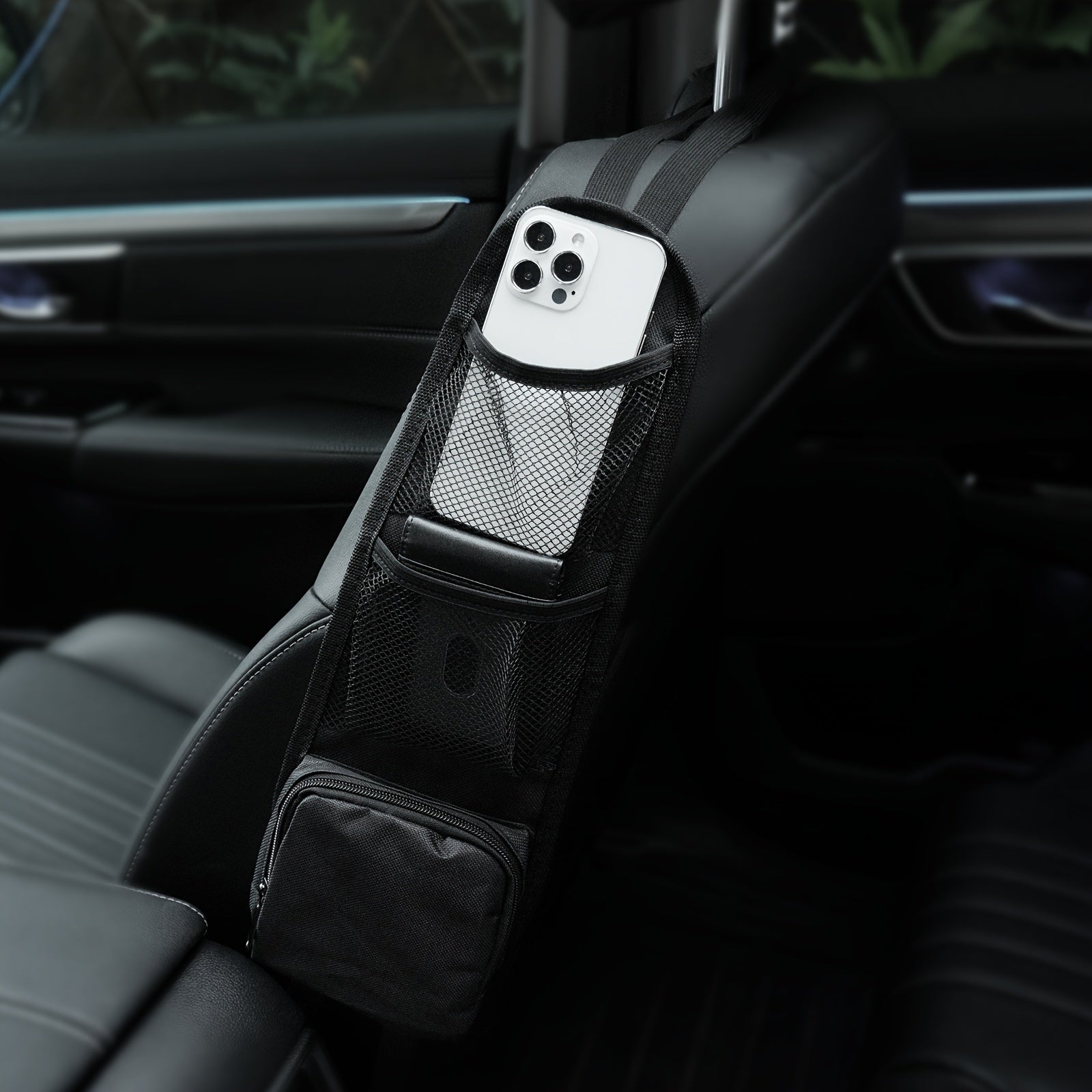 Organizador de respaldo para asiento de coche con bolsillos laterales, bolsa colgante de poliéster duradero, negro, azul, rojo, beige