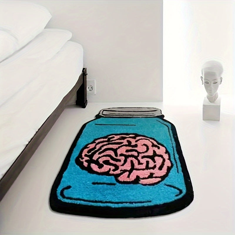 Soft Flannel Area Rug with Science Monster Design Non-Slip Washable Fade-Resistant for Living Room Bedroom Entryway