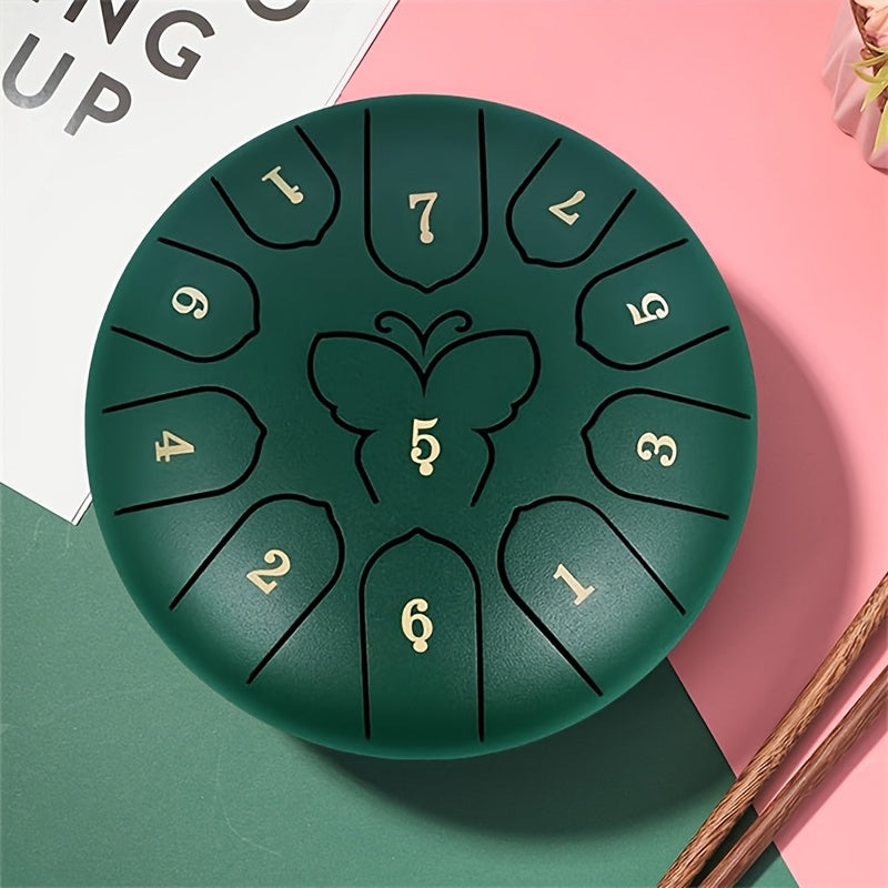 Steel Tongue Drum 11 Notes Carbon Steel for Sound Healing Meditation with Carry Bag and Accessories