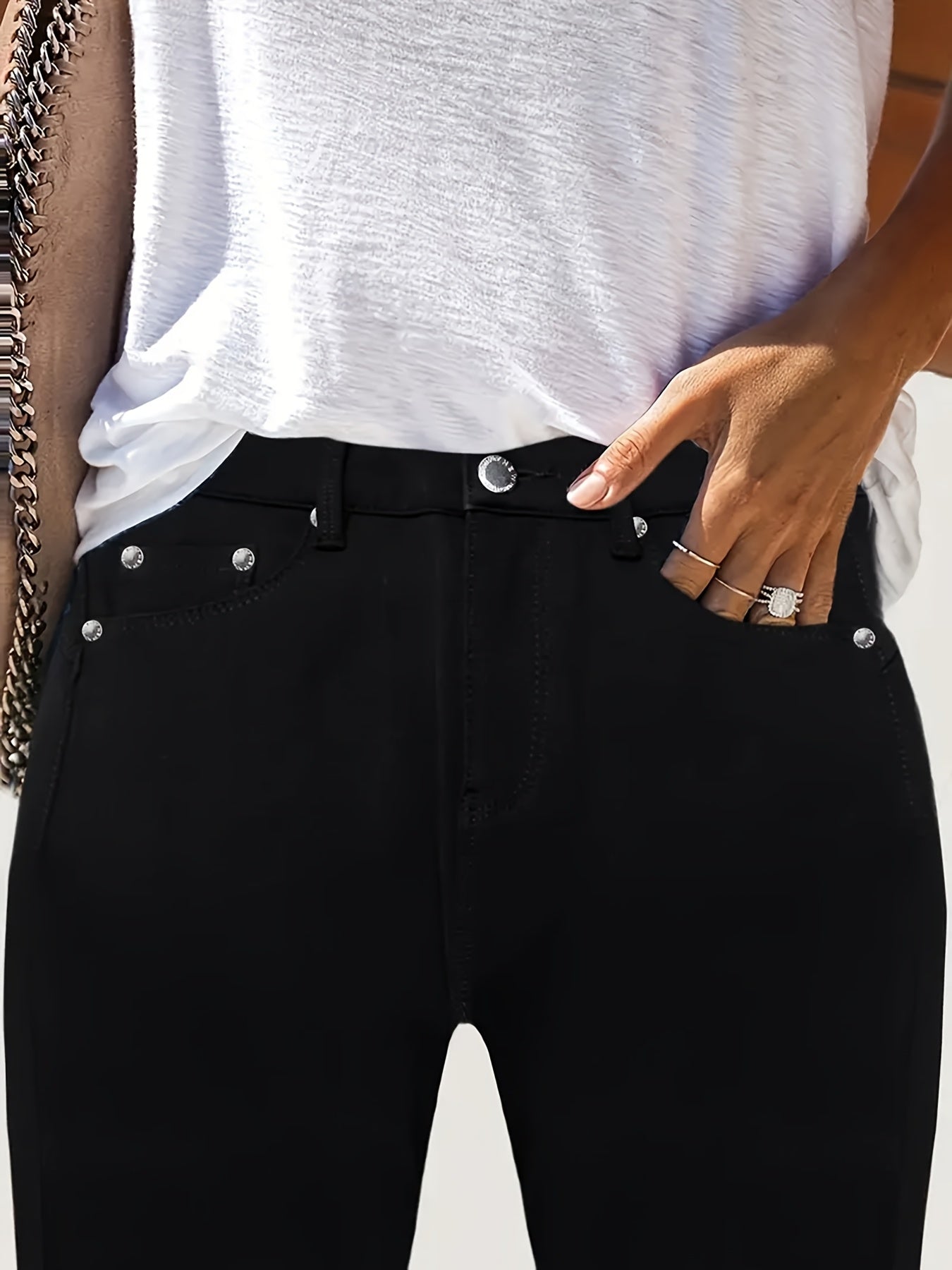 Women's Plus Size Black Skinny Jeans High Waist Denim Pants