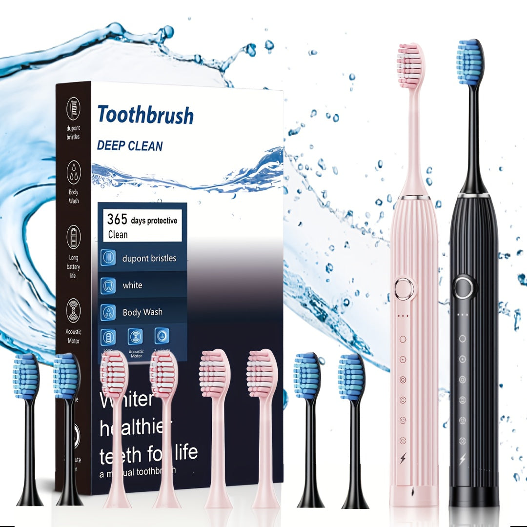 Elektrik Soniq Tish tozalash cho'tkasi Ultra-Soft cho'tkalar bilan 4 yoki 8 boshli chuqur tozalash