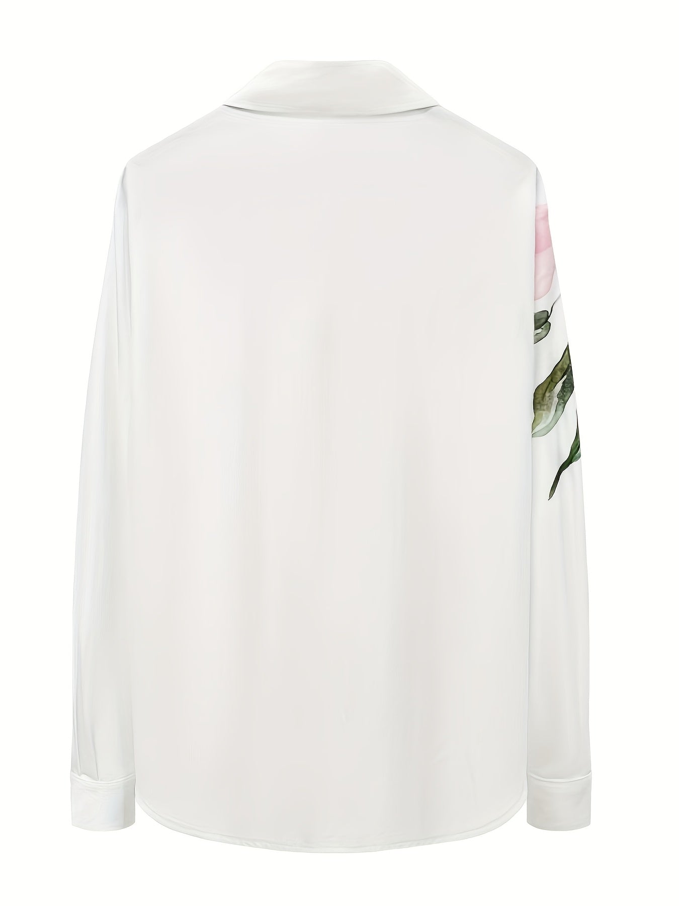 Women's Plus Size Long Sleeve Floral Shirt with Lapel Collar Polyester All Seasons