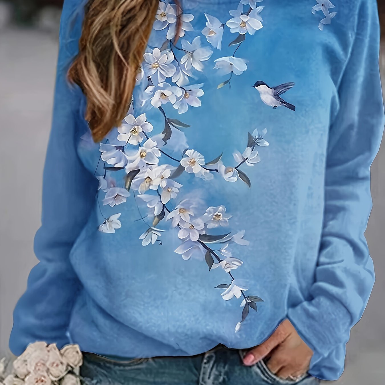 Women's Oversized Cotton Sweatshirt Casual Pullover for Lounge or Out.