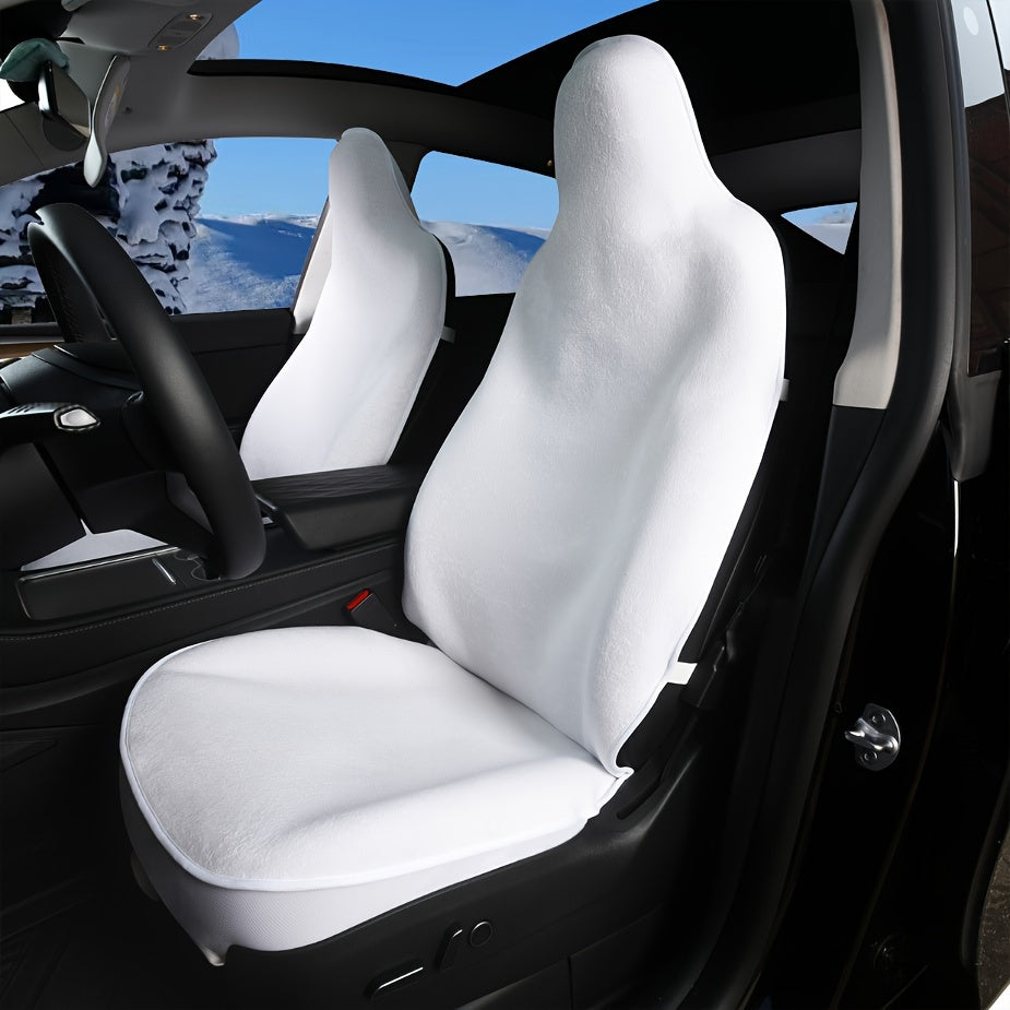 Universal Black and White Fabric Seat Cover for Tesla Model 3 and Y Front Seats