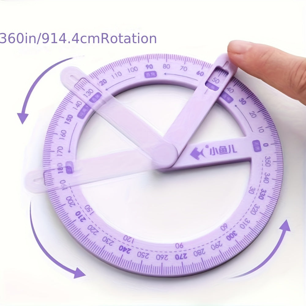 Matematika va geometriya uchun 360 darajaga buriladigan protractor to'plami, talabalar va o'qituvchilar uchun ta'lim vositasi