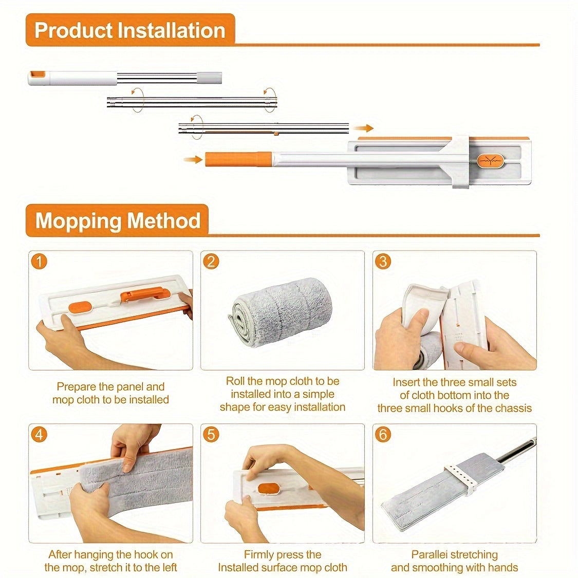 Mop and Bucket Set with Dispenser, Foldable Design, Microfiber Pads