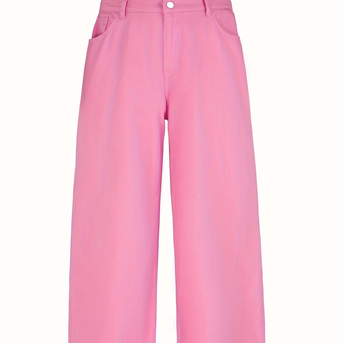 Plus Size Women's Wide Leg White Jeans with Slash Pockets Cotton Casual All-Season