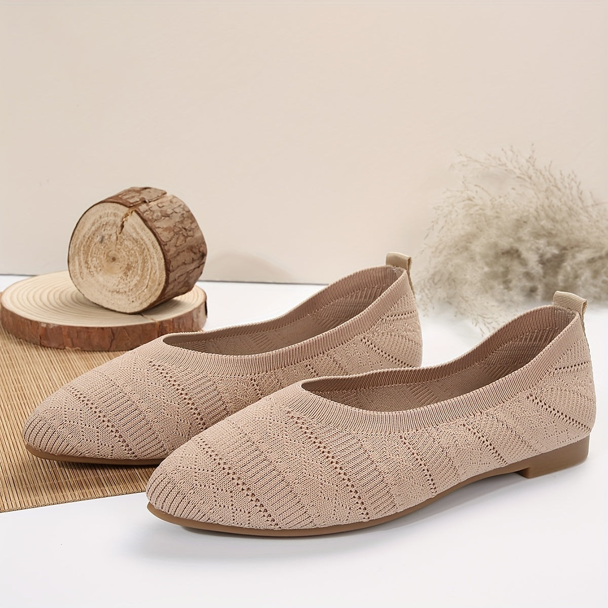 Women's Breathable Knit Slip-On Flats with Soft Fabric Upper