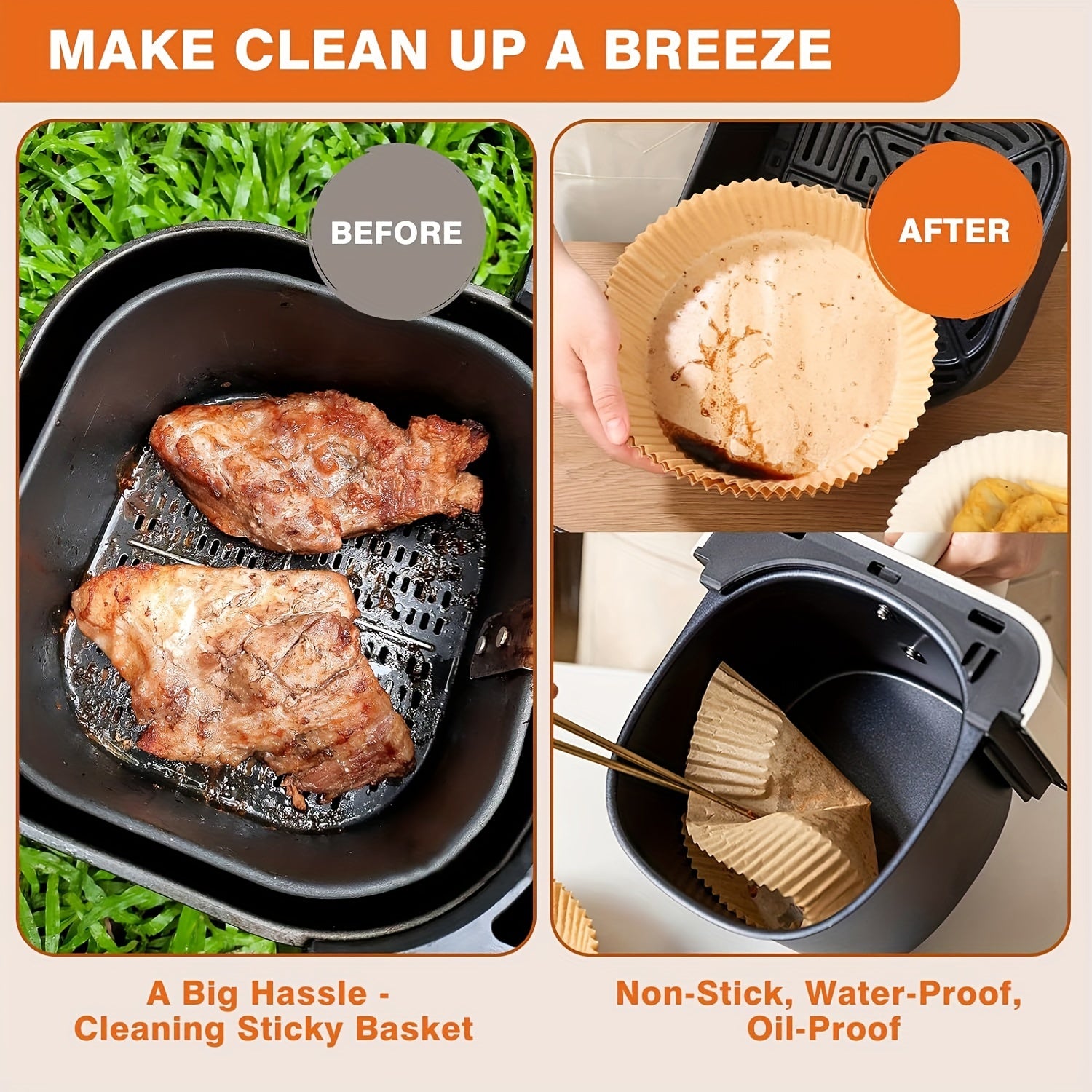 100 Pieces Non-Stick Parchment Paper Liners for Air Fryers Microwave Oven Baking