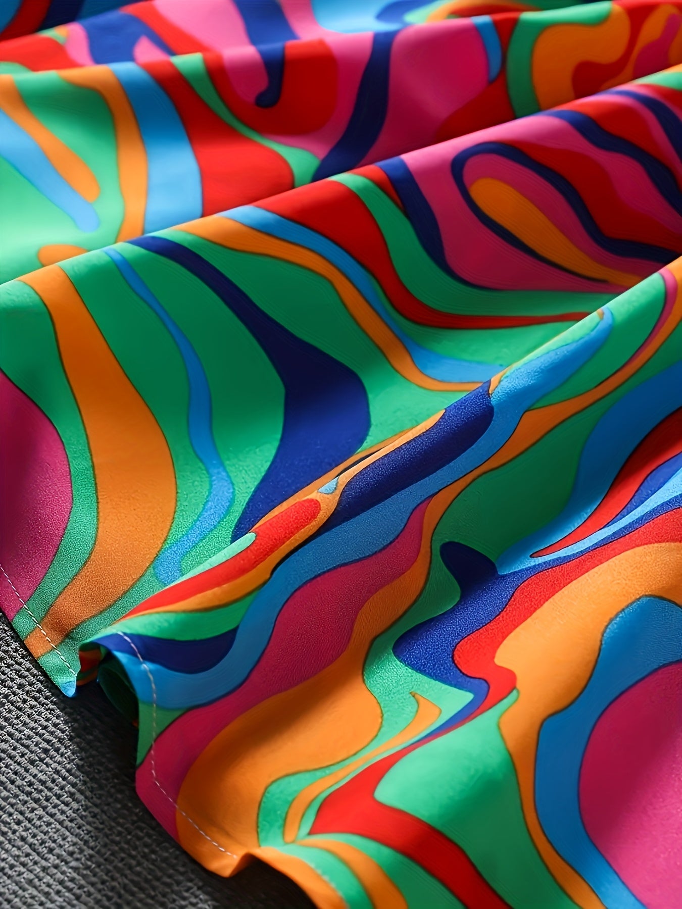 Falda midi casual de talla grande para mujer con estampado abstracto, tela fluida