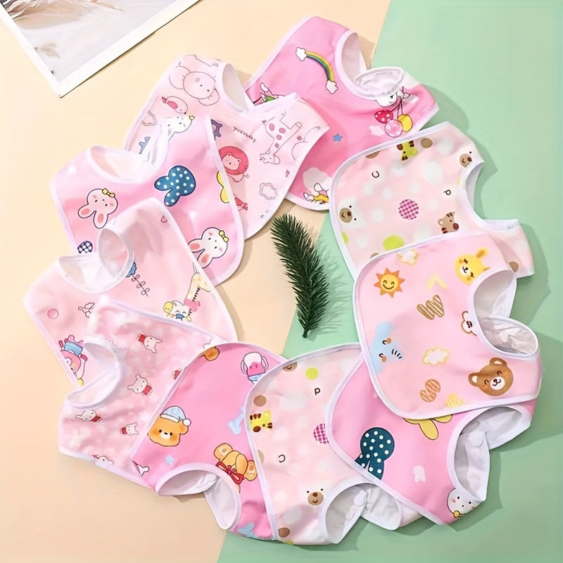 6 Pieces Baby Velvet Waterproof Bibs with Cartoon Designs for Toddlers