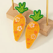 Pendientes de zanahoria de Pascua para mujer, estilo boho chic, con lentejuelas brillantes, pasadores de acero inoxidable