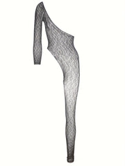 Women's Mesh Bodystocking with One Sleeve and One Leg Sexy Lingerie