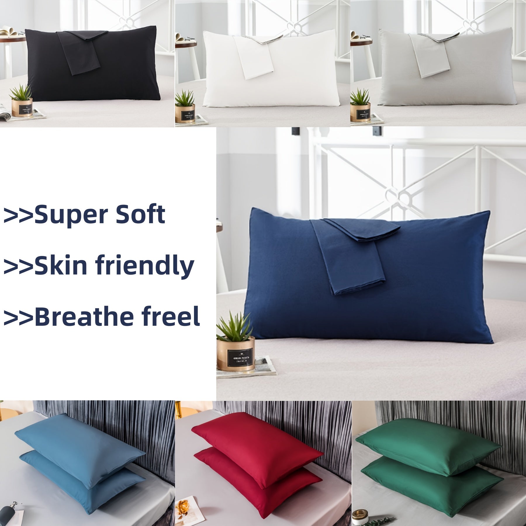 Polyester Pillowcases Set for Bedroom Breathable Soft Skin-Friendly
